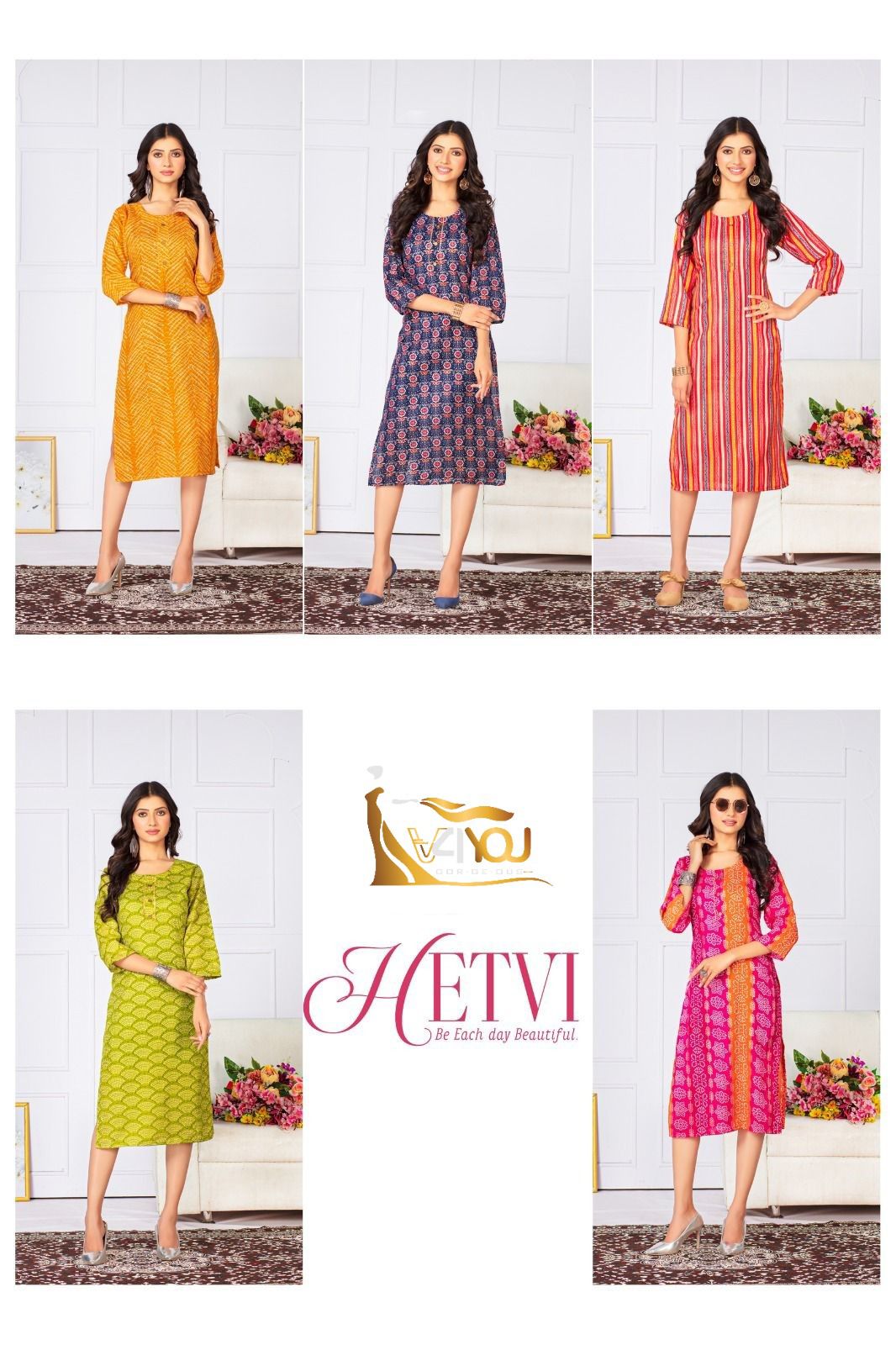 Hetvi By V4you Size Set Printed Kurtis Catalog
